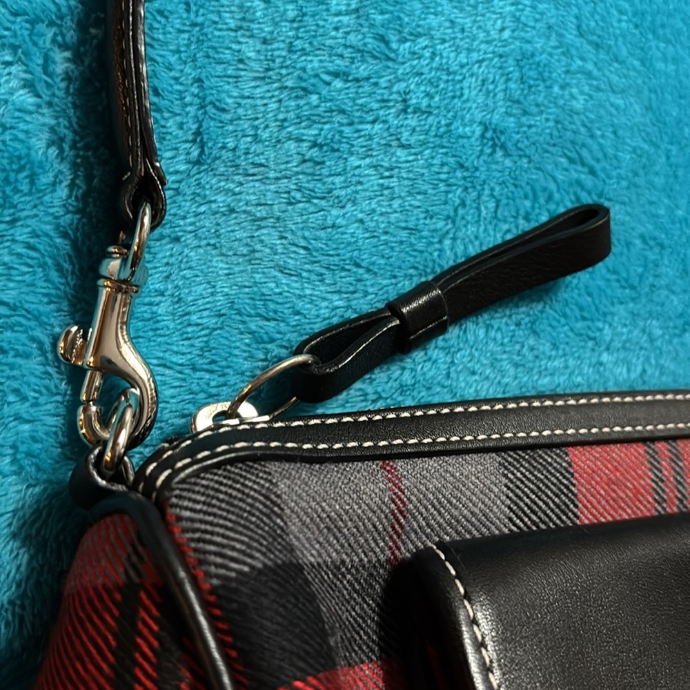 Coach Y2K Red Wool & Leather Tartan Plaid Demi Shoulder Bag Style 8824 Aug 2001 - Picture 9 of 12